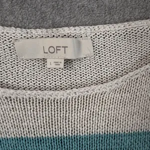 LOFT Women's Large Striped Knit Sweater Top Teal Orange Pink Drop Shoulder Boxy thumbnail 4