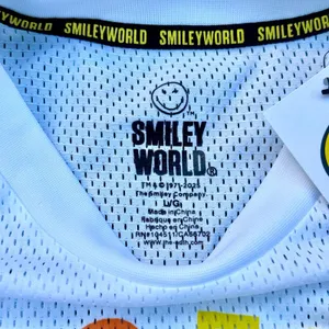 SMILEY WORLD Crop Top T Shirt White Graphic Tee thumbnail 3
