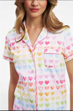 Roller Rabbit Watercolor Rainbow Heart Polo Pajamas thumbnail 2