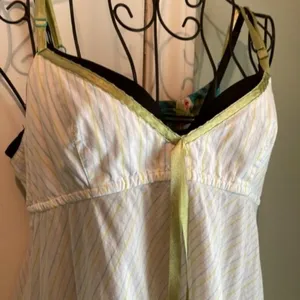 Vintage Free People halter white with green ribbon trim M thumbnail 8
