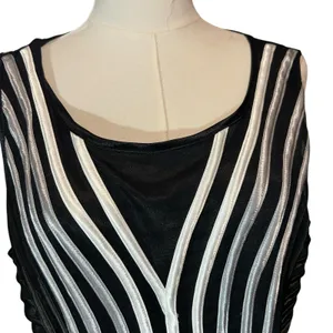 Damee Inc 2 PC Set Top and Overshirt Black Silver Sheer Mesh Art XL Space Punk thumbnail 3