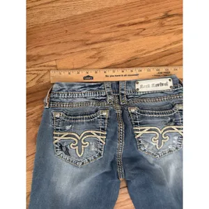 Rock Revival Women's Heidi Capri Jeans Distressed Embellished Denim Size‎ 30 thumbnail 7