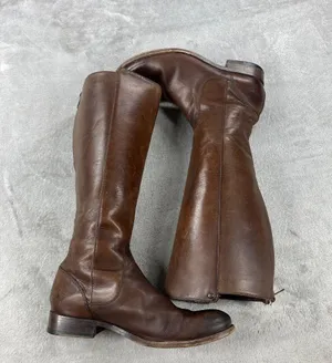 Frye Melissa Riding Boots Womens 8B Brown Leather Stud Back Zip thumbnail 1
