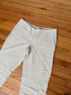 New York & Company Vintage Linen Cream Wide Trousers y2k sz 12 work minimalist coastal thumbnail 2