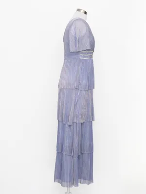 R&M Richards - Tiered Metallic Pleated Rhinestone Waist Gown thumbnail 5