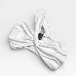 NWT Windsor Bandeau Style One Shoulder White Twist Front Crop Top SMALL thumbnail 4