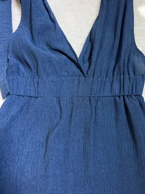 NWT Cider Blue Tie Shoulder Plunge Neck High Waist Wide Leg Jumpsuit Medium thumbnail 5