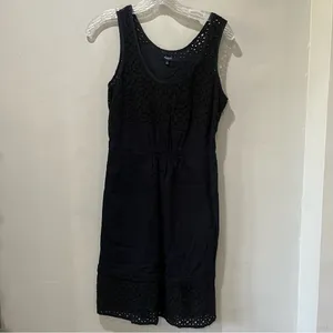 Womens Madewell black‎ Eyelet Dress Zipper Lined 100% Cotton Sleeveless small thumbnail 2