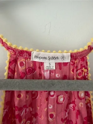 Poupette St. Barth Pink Yellow Betty Floral Sleeveless Tiered Ruffle Mini Dress thumbnail 2