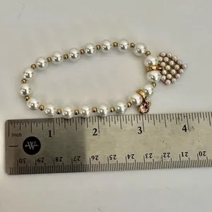 Faux pearl heart charm stretchy bracelet thumbnail 7