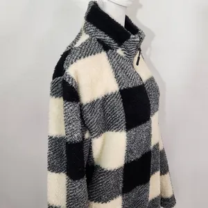 Stillwater Supply Black Cream Buffalo Check Fleece Pullover Size Large thumbnail 4