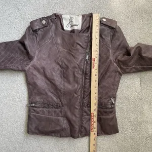 J2 by JouJou Vintage y2k 2000's Moto Jacket Brown Cropped Faux Leather Size XS thumbnail 11