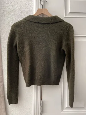 Zara Green Plain Knit Polo Neck Sweater thumbnail 2