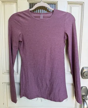 Beyond Yoga Mauve Pink Heathered Long Sleeve Crew Neck Activewear Top‎ Size XS thumbnail 1