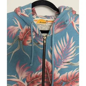 Aviator Nation Kauai Palm Zip Up Hoodie Blue Size Medium thumbnail 3