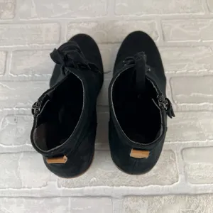 Dr Scholls Ankle Booties Womens 9 M Black Faux Suede Wedge Lace Up Zipper Nelly thumbnail 4