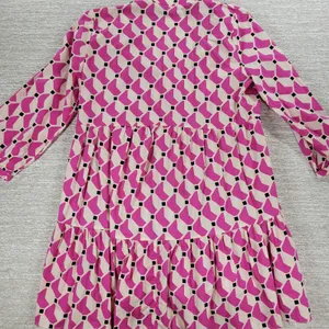 Zara Geometric Babydoll Dress Womens Medium Pink High Low Tunic Tiered Loose Fit thumbnail 13