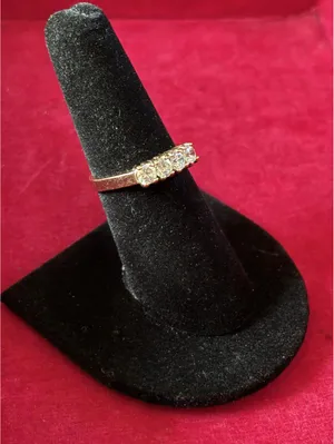 Vintage Gold Tone 4 Stone Faux Diamond Anniversary Band Ring Size 6.5 Stackable thumbnail 2