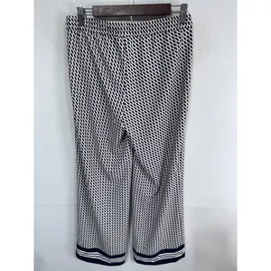 Talbots 2 Navy White‎ Blue Geometric Print Wide Leg Pants Women's Career Chic thumbnail 5