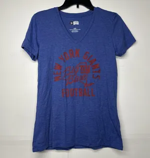 New York Giants Women's T-Shirt NFL Big Blue Football Tee Blue V-Neck Medium thumbnail 1