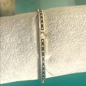 Brighton "Caviar True Colors" Hinged Bangle Cuff Champagne Cushion Cut Swarovski thumbnail 4