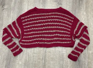 Free People Over Easy Striped Open Chunky Cropped Sweater thumbnail 1