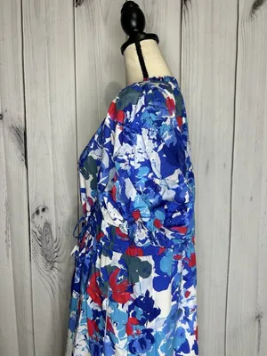 Sugarlips Floral Ginny Bubble Sleeve Midi Dress Sz M V-Neck Drawstring Waist thumbnail 6