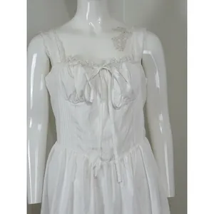Dress White Lace Corset Fit Flare Mini Milkmaid Babydoll Cottagecore Women L thumbnail 5