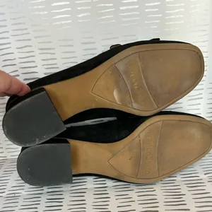 Franco Sarto Womens Black Suede Studded‎ Kiltie Loafer Block Heels Size 8.5M thumbnail 5