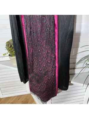 Vintage 90s gothic Goddess costume dress black lace burgundy velvet witchy Vamp thumbnail 6