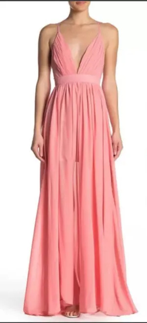 Meghan LA Enchanted Garden Maxi Dress Buff PINK XL NWT‎ $476 thumbnail 1
