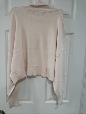 MEROKEETY NWT Light Pink Oversized Ribbed Turtleneck Sweater M thumbnail 6