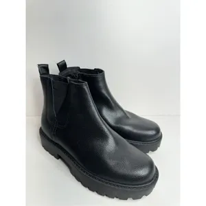 Zodiac‎ Ankle Booties Size 5 Black Chunky Sole Block Heel Faux Leather Boots thumbnail 2