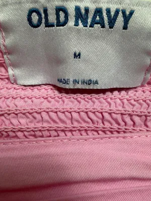 Old Navy Barbie Pink Puff Sleeve Ruched Fairy Babydoll Milkmaid Cute Blouse Top Size M thumbnail 5