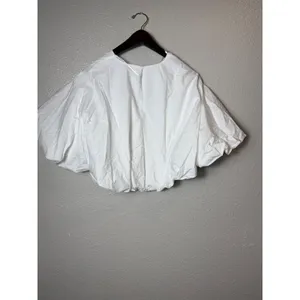 NWT ZARA Balloon‎ Poplin Top White Puff Sleeve Blouse Size S thumbnail 3