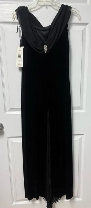 Robbie Bee Black Velvet Maxi Dress with Cowl Neck thumbnail 1