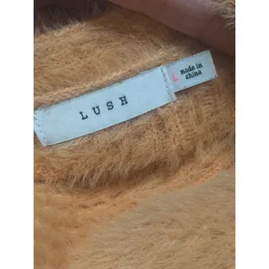 Lush Apricot Orange Eyelash Knit Fuzzy V-Neck Button Cardigan Size L thumbnail 6