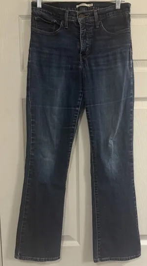 Levis 315 Jeans Womens 30 Blue Shaping Boot Cut Mid Rise Medium Dark‎ Wash Denim thumbnail 1