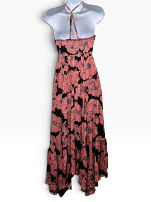 Free People Intimately Floral Halter Handkerchief Hem Maxi Dress Size XS thumbnail 3