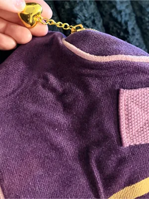 Victorias Secret Purple and Pink Heart Canvas Tote Bag thumbnail 2