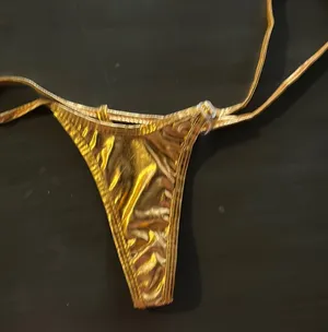 Custom made gold thong. Lame. New. Size 6 thumbnail 1