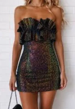Allison & Kelly Sequin Ruffle Strapless Mini Dress thumbnail 1