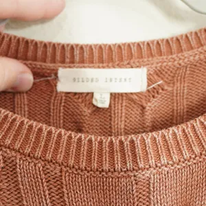 Gilded Intent Size Large Sweater Rust Asymmetrical Cable Knit Grunge Boho Indie thumbnail 4