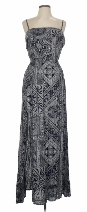 Element Eden Black Dot Paisley Print Spaghetti Strap Strapless Maxi Dress Size L thumbnail 1