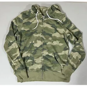 Olive Green Camo Camouflage Zipper Sweater Sweatshirt Hoodie Outerwear Size S ✨ thumbnail 1