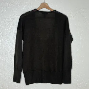 Lands'‎ End Women' Merino Wool V-Neck Long Sleeve Brown Fair Isle Sweater Small thumbnail 3