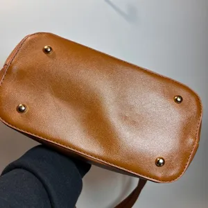 Brown Faux Leather Tote Bag With Gold Ring‎ Handle Shoulder Crossbody Strap thumbnail 5