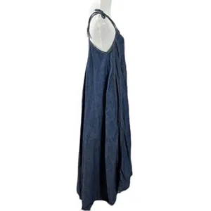 Free People Denim Dreams Midi Maxi Dress in 70s Blue Large Jean Jumper Retro thumbnail 9