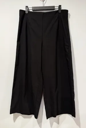 Loft Wide Leg Cropped Pants Womens 10 Black Office Work Minimal Travel Vacation thumbnail 1