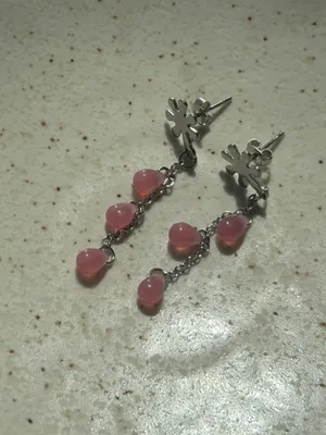 Handmade czech glass mini teardrop beads dangle earrings🩷 thumbnail 4
